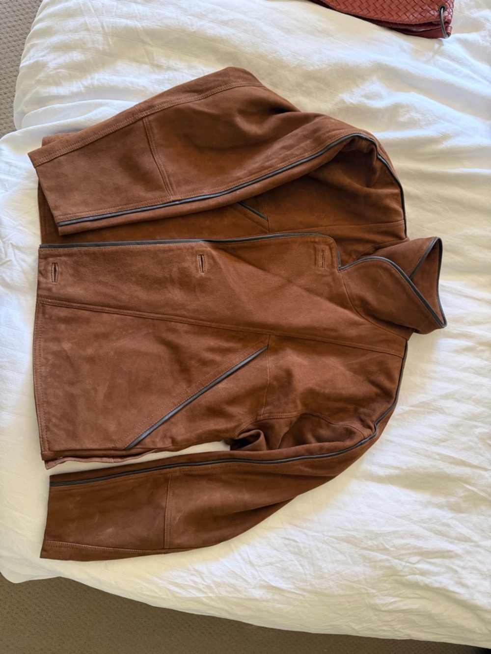Sandro Brown Suede Boxy Bomber Jacket - Picture 10 of 10